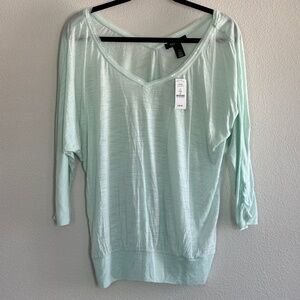 White House/Black Market Aqua Blouse with Sequins, Sz M